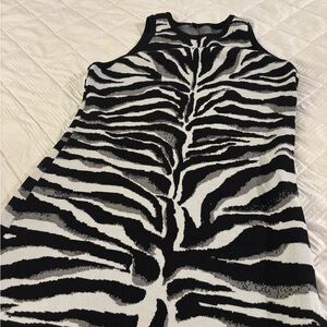 Express Black and White Zebra Print Midi Dress
